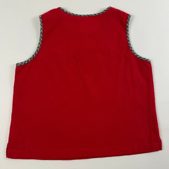 Vintage Red Boxy Fitted Embroidered & Beaded Sleeveless Folk Tank Top - Picture 5 of 6